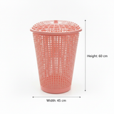 Plastic Laundry Basket with Lid - 60×45 cm - Light Blue / Pink / Light Green