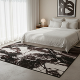 Kirstal Brown & White Polyester Abstract Marble Carpet Made in Turkey - 300 x 400 cm