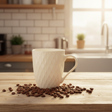 White Diamond Quilted Ceramic Mug – 300ml