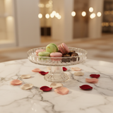 Footed Crystal Glass Candy Plate | Elegant Pedestal Serving Dish | 17×8 cm