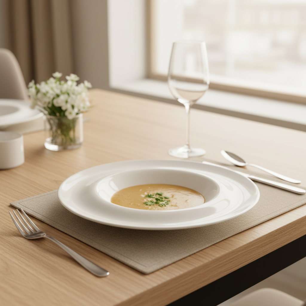 Wilmax Round White Porcelain Soup Plate - 9 Inch