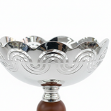 Silver & Brown Metal Footed Candy Bowl - 22×15cm