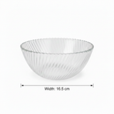 Neo Alpha Clear Ribbed Glass Bowl – 16.5cm