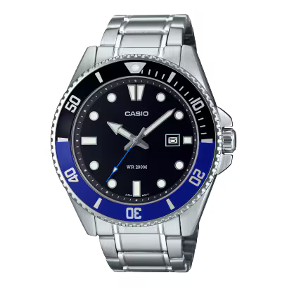 Casio MDV-107D-1A2 Duro Series Black Blue Analog Stainless Steel Men's Watch