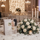 White Elegant Paper Gift Bag with Rope Handles | Wedding & Bridal Design | 32×26cm | Premium Glossy Finish