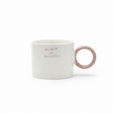 White & Rose Pink Ceramic Mug - 350ml