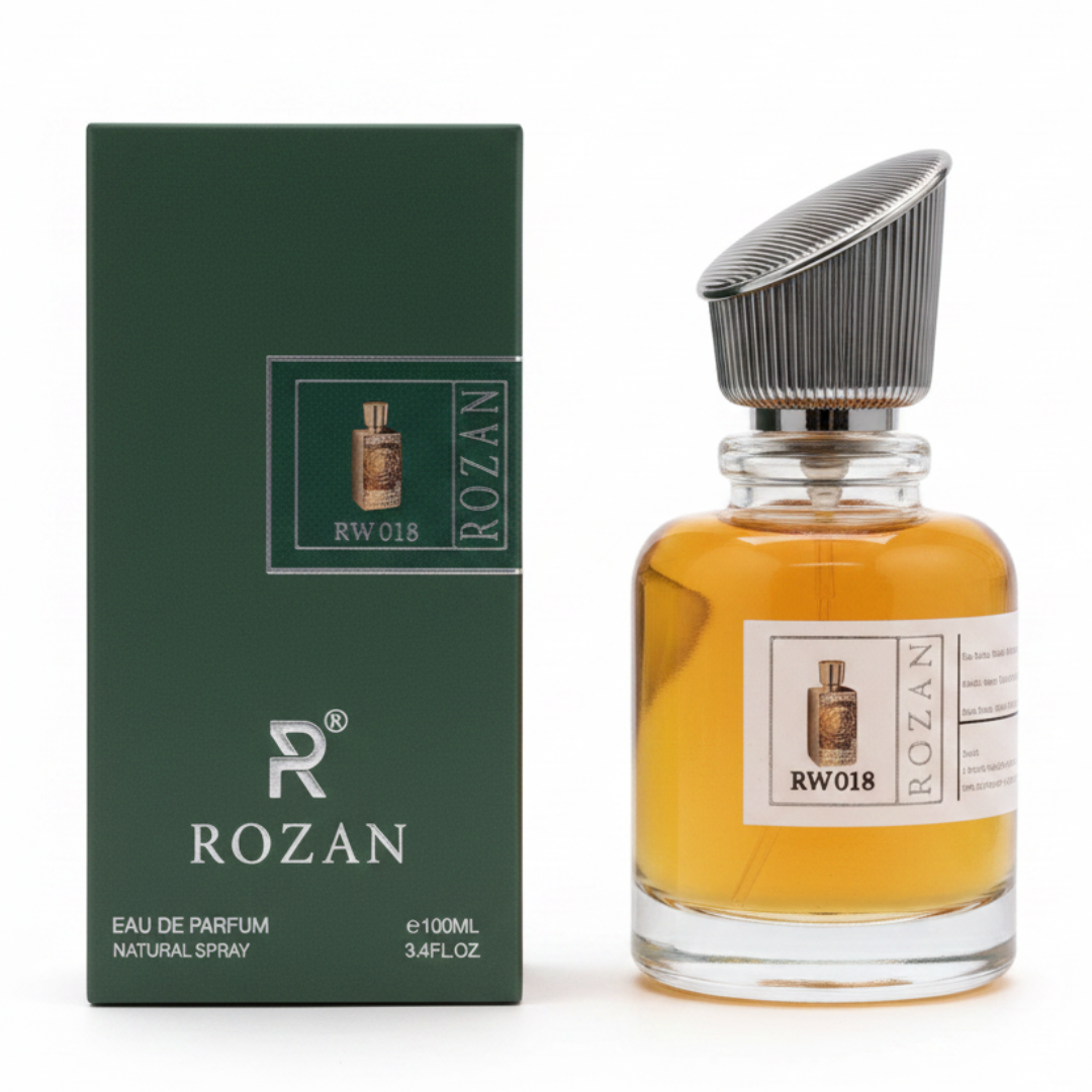 روزن ماء عطر للرجال والنساء – RW018 عطر شرقي خشبي بالزعفران والورد وخشب العود والفانيليا – بخاخ طبيعي يدوم طويلًا – 100 مل | نسخة مستوحاة |
