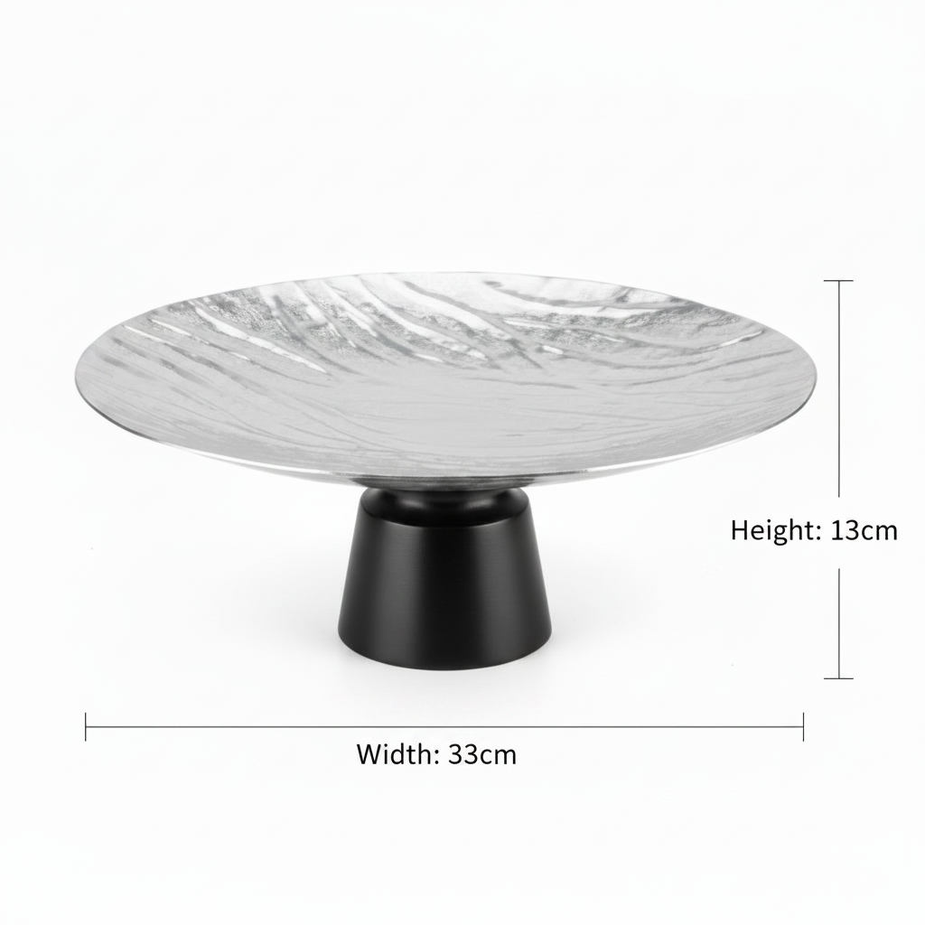 Luhpar Black Wooden Footed Wave Textured Aluminum Candy Tray - 13×33 cm