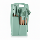 19-Piece Silicone Kitchen Utensil Set with Knife Block & Cutting Board — Assorted Colors