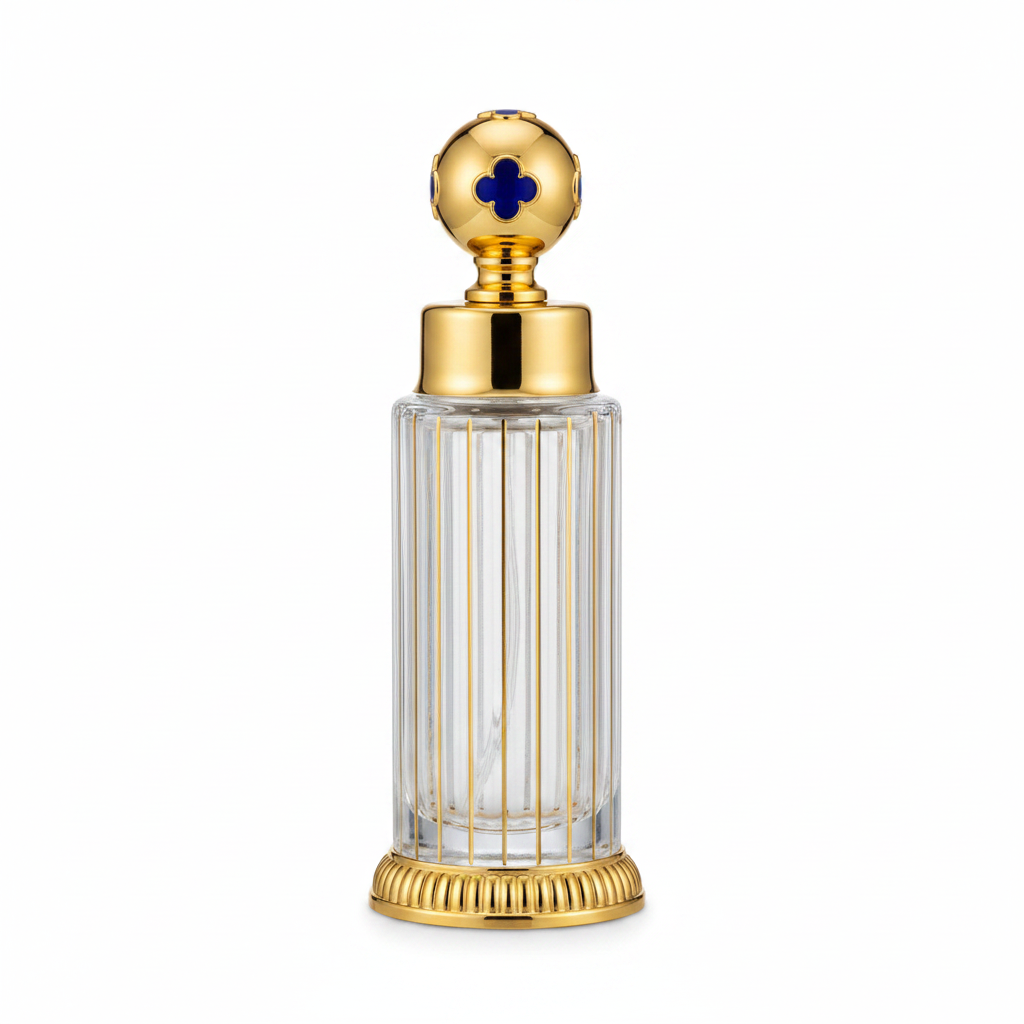 Mayflower Glass Perfume Bottle with Gold Metal Base – 250ml - Green / Pink / Red / Navy Blue