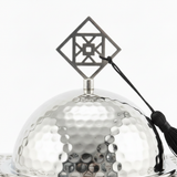Silver Metal Candy Bowl with Filigree Base & Dome Lid — 20×13 cm