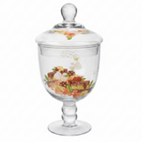 Elegant Floral Glass Candy Jar with Lid – 1600ml