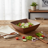 Evelin Wood-Finish Square Serving Bowl – 28×28×11 cm
