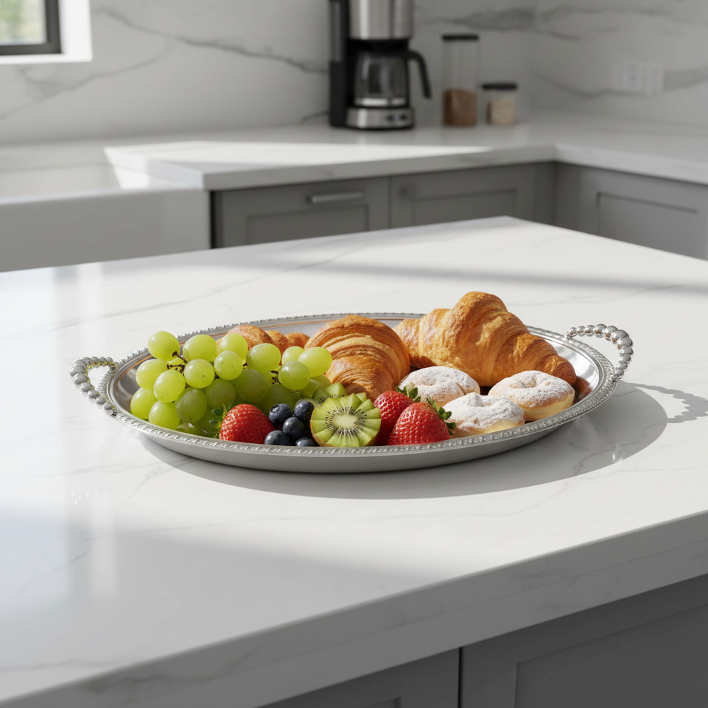 Pilsco Silver Metal Oval Serving Tray - 45×32cm