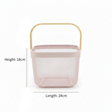 Lizhi Metal Mesh Basket with Wooden Handle — 18×24cm - Pink / Grey / Light Green / Cream