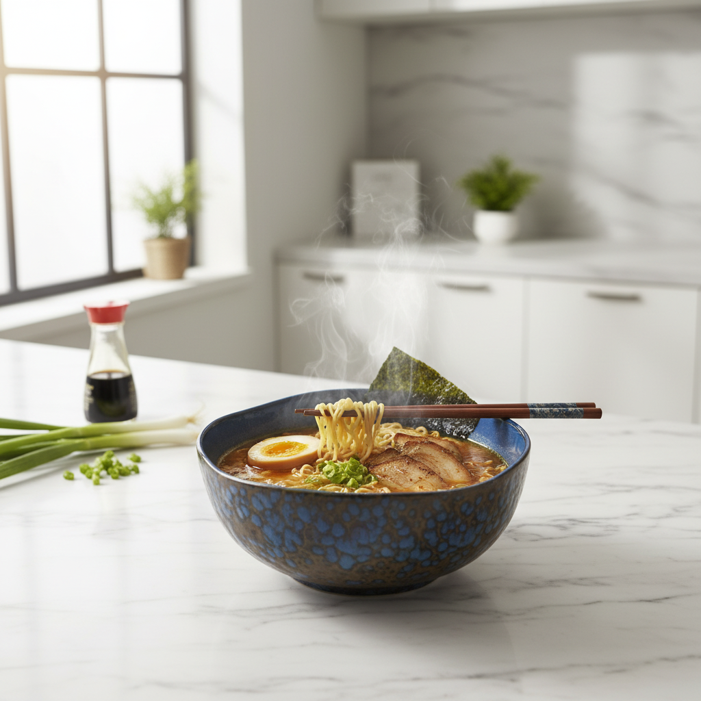 Navy Blue & Brown Reactive Glaze Ceramic Serving Bowl 21cm