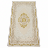 Lugo Ivory & Light Beige Carpet | Elegant Persian Medallion Design | 80 × 150 cm |