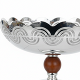 Silver & Brown Metal Footed Candy Bowl - 24×25 cm
