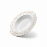 Luhpar White & Gold Floral Round Ceramic Soup Plate - 8.5 Inch