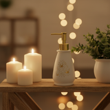 White & Gold Ceramic & Plastic Liquid Soap Dispenser – 400ml
