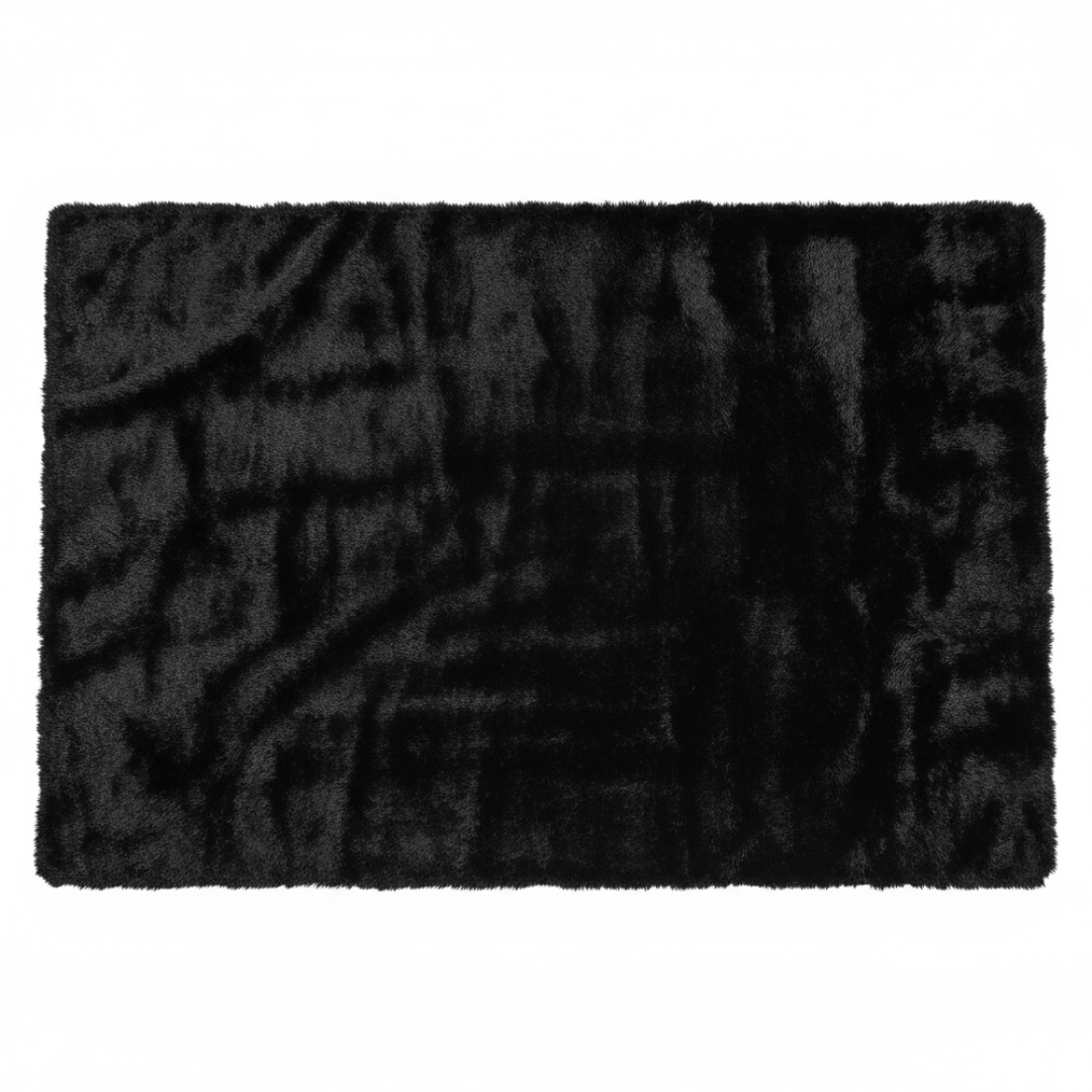 Black Elegant Luxury Fur Mat | Ultra-Soft Plush Area Rug for Living Room, Bedroom & Majlis | 180 × 250 cm | Premium Home Décor