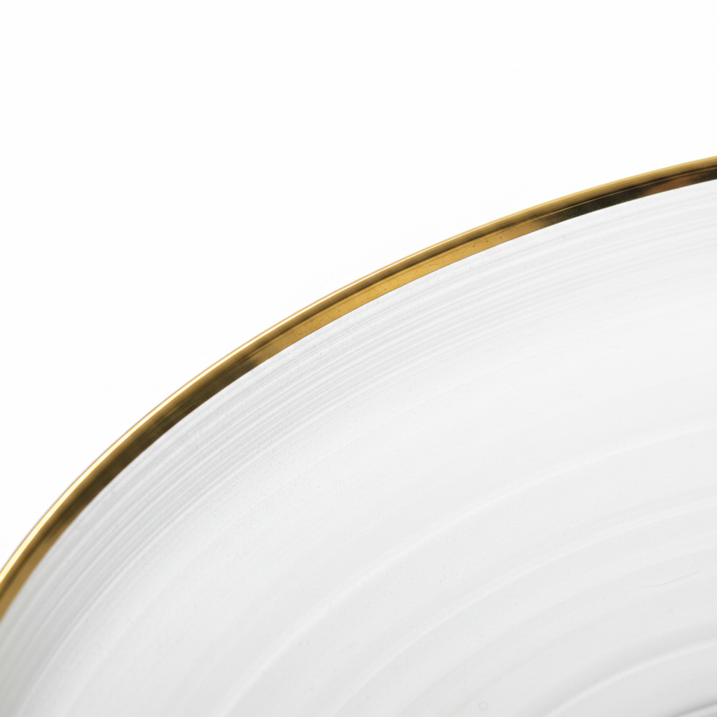 Danny Home Glass Footed Fruit Plate With Gold Rim  – 10 Inch