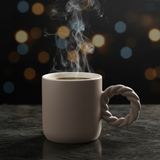 Ceramic Mug with Elegant Twisted Rope Handle | 300ml | Beige,Cream |