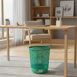 Family Round Plastic Dust Bin — 30×28 cm -  Blue / Green / Orange