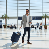 Sonada Navy Blue Polyester Trolley Bag – 28 Inch | 8 Spinner Wheels |