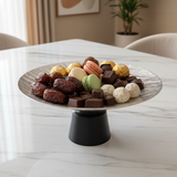 Luhpar Black Wooden Footed Wave Textured Aluminum Candy Tray - 13×33 cm