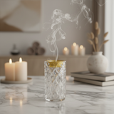 Crystal Diamond-Cut Glass Incense Burner - 14cm