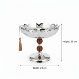 Silver & Brown Metal Footed Candy Bowl - 24×25 cm