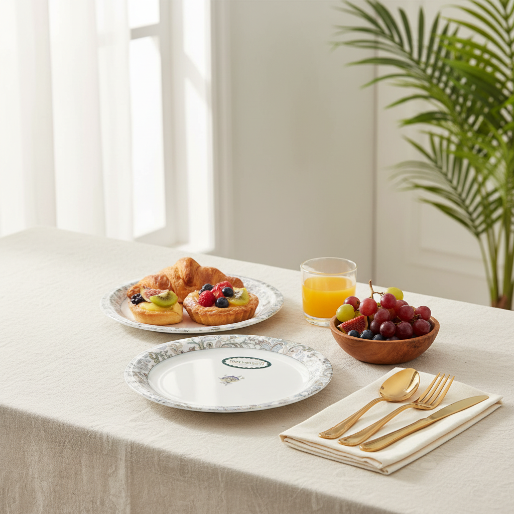 Servewell Round White Melamine Plate with Floral Design | 19 cm
