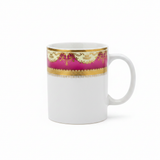 White with Pink & Gold Ornate Design Ceramic Mug - 300ml
