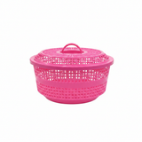 Sofiya Plastic Basket with Lid — 27×12 cm - Pink / Blue