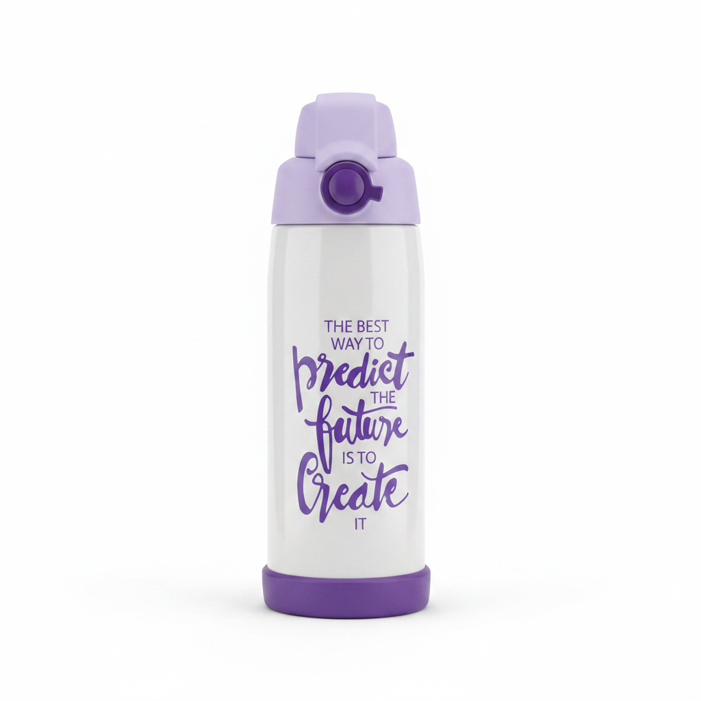 Spanis Home Purple & White Stainless Steel Vacuum Bottle - 600ml