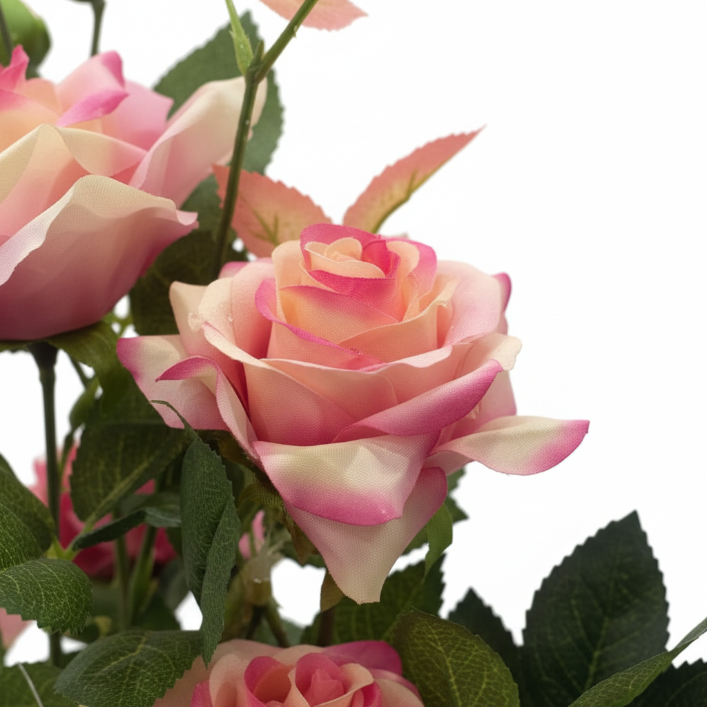 Marcolo Pink Artificial Rose Bonsai Plant with Plastic Pot - 40cm