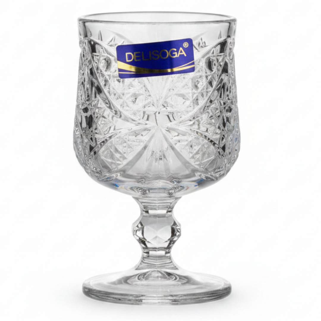 Delisoga Crystal Cut Glass Ice Cream Cup | Diamond Pattern Goblet | 150ml