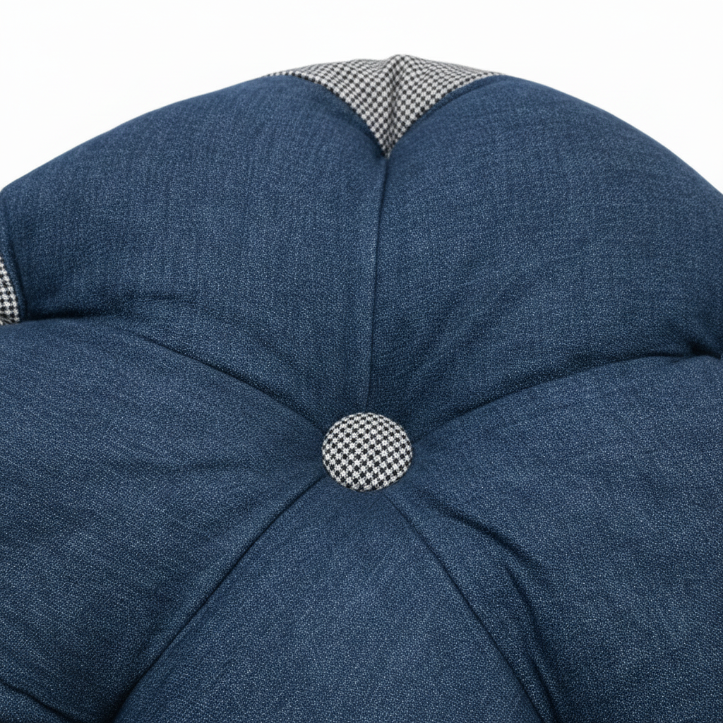 Navy Blue & Houndstooth Cushion - 40cm