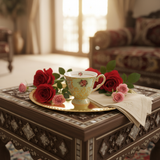 طقم فناجين وصحون بورسلين "ماي فلاور" أخضر – 6 قطع | 125 مل