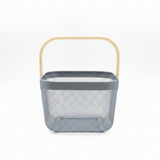 Lizhi Metal Mesh Basket with Wooden Handle — 18×24cm - Pink / Grey / Light Green / Cream