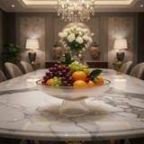 Danny Home Glass Footed Fruit Plate With Gold Rim  – 10 Inch