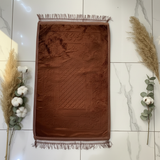 Soft Velvet Prayer Mat - 100 × 65 cm - Brown / Red / Blue