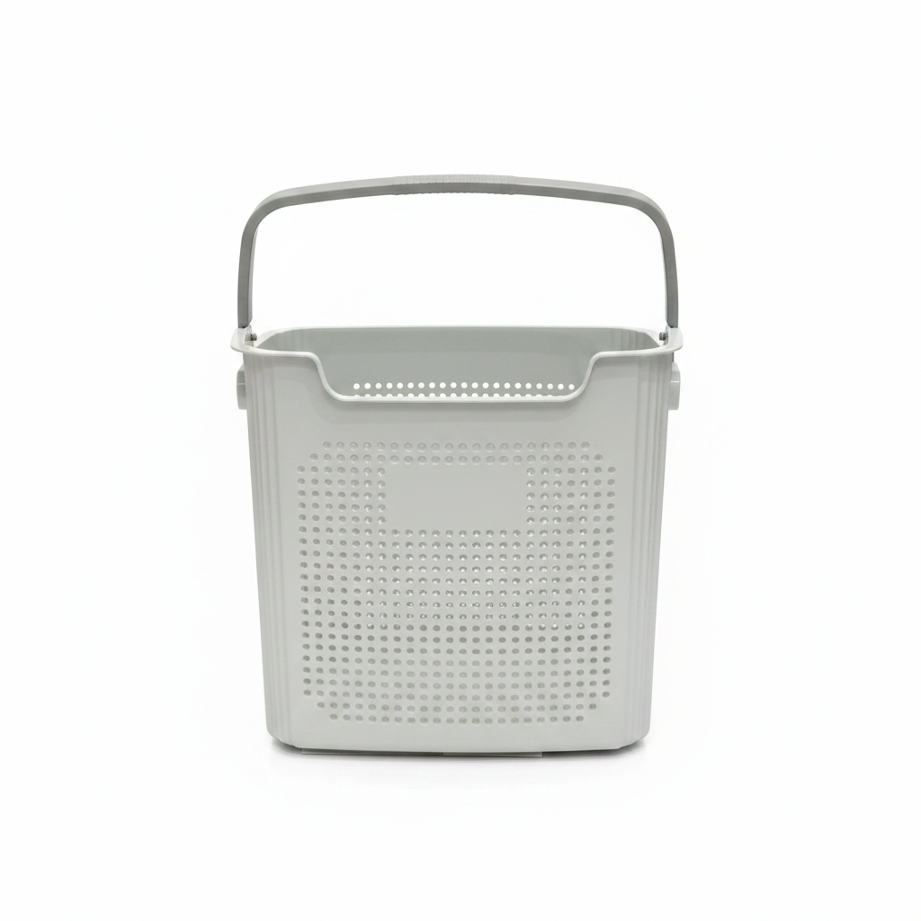 G-Spark Light Grey Plastic Laundry Basket with Handle - 35×37cm