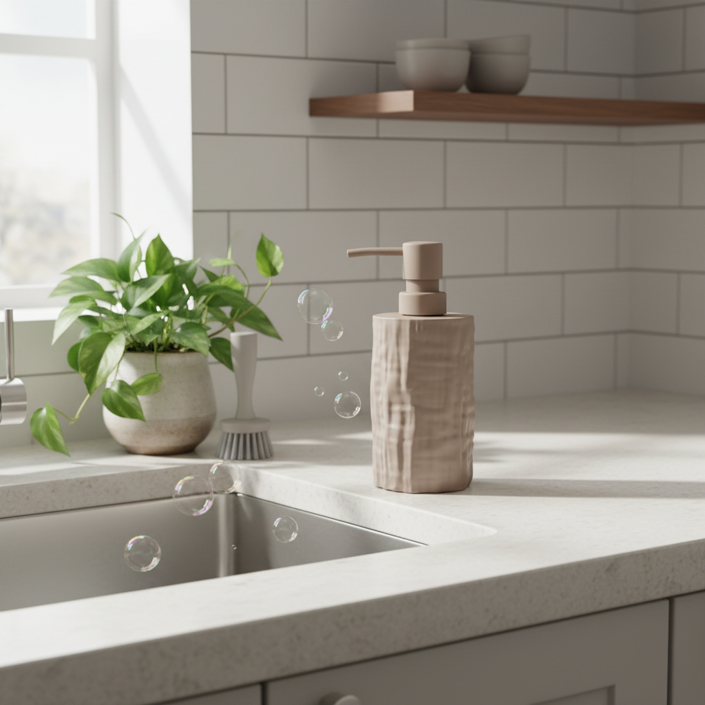 Taupe Brown Plastic Liquid Soap Dispenser - 400ml