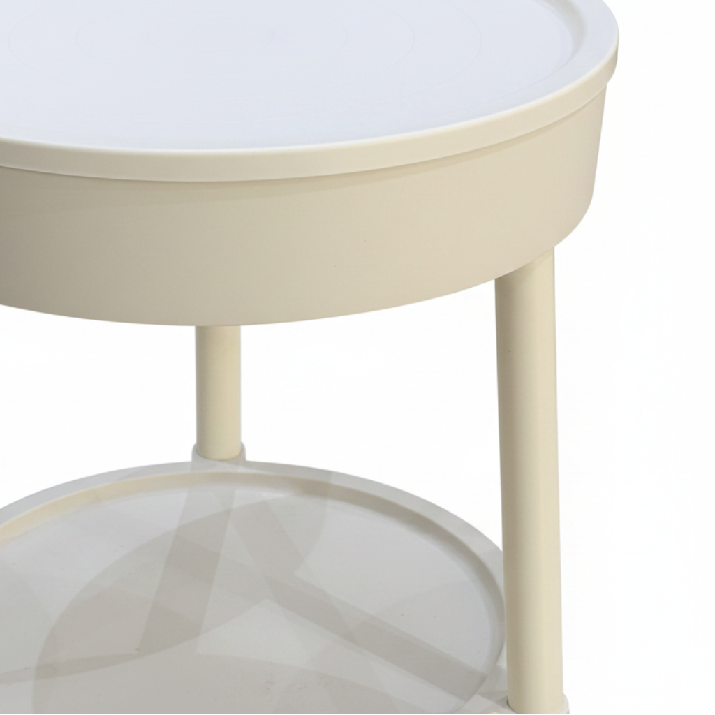 White 2-Tier Round Plastic Side Table - 55×35cm