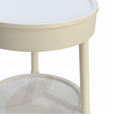 White 2-Tier Round Plastic Side Table - 55×35cm
