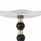 Black & Gold Footed Silver Metal Candy Tray - 19×24cm