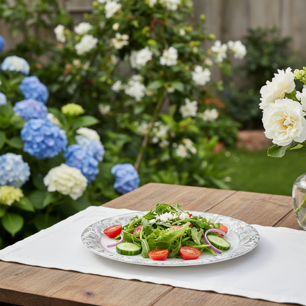 Servewell Round White Melamine Plate with Floral Design | 19 cm