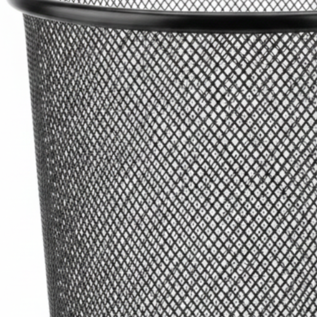 Black Metal Mesh Dustbin - 28×26 cm